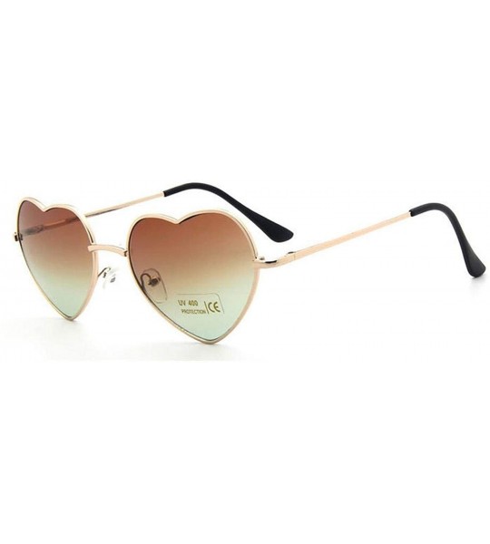 Square Fashion Heart Shaped Sunglasses Women Metal Clear Red Lens Glasses Sun Mirror Oculos De Sol - C3 Tea - C5199CNQRK9 $38.81