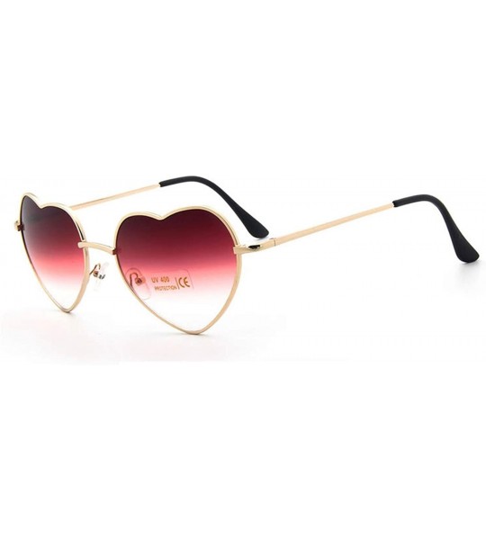 Square Fashion Heart Shaped Sunglasses Women Metal Clear Red Lens Glasses Sun Mirror Oculos De Sol - C3 Tea - C5199CNQRK9 $38.81
