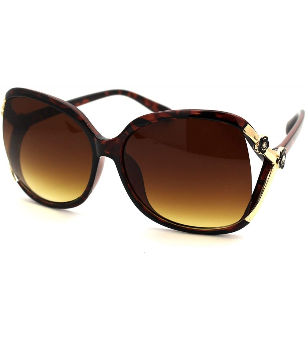 Rectangular Womens 90s Exposed Side Lens Edge Rectangular Butterfly Sunglasses - Tortoise Brown - CE18UA7L0IK $23.92