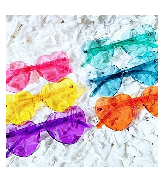 Rimless Heart Transparent Multicolor Party Favors Big Rimless Sunglasses for Women - Mix - CI18H68CCTL $39.82
