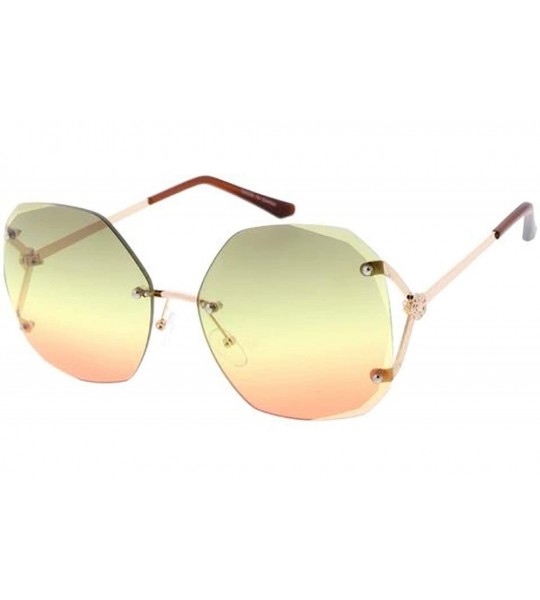 Shield Butterfly Frameless Octo Candy Lens 80s Retro Fashion Sunglasses - Brown - C218USAYXK6 $20.73