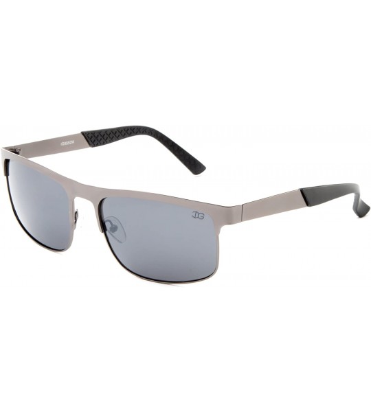 Aviator "Bryant" Squared Metal Materials Wrap Around Fashion Sunglasses - Gunmetal/Black - C612NBU48VI $19.40
