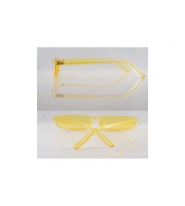 Rectangular Iconic Celebrity Eye-Candy Slim Wide Rectangular Sunglasses A214 - Yellow - CH18GL9E7I4 $18.90