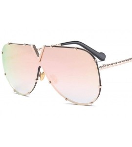 Square Luxury Rivet Pilot Sunglasses Women Men 2018 Oversized One Piece Sunglass Metal Big Frame Shades UV400 Oculos - CN198A...