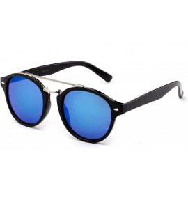 Round Modern Celeb Design Round Vintage Look Fashion Mirrored Sunglasses - 3 Pack Blue- Green & Mirror - CY184YXOH3C $40.39