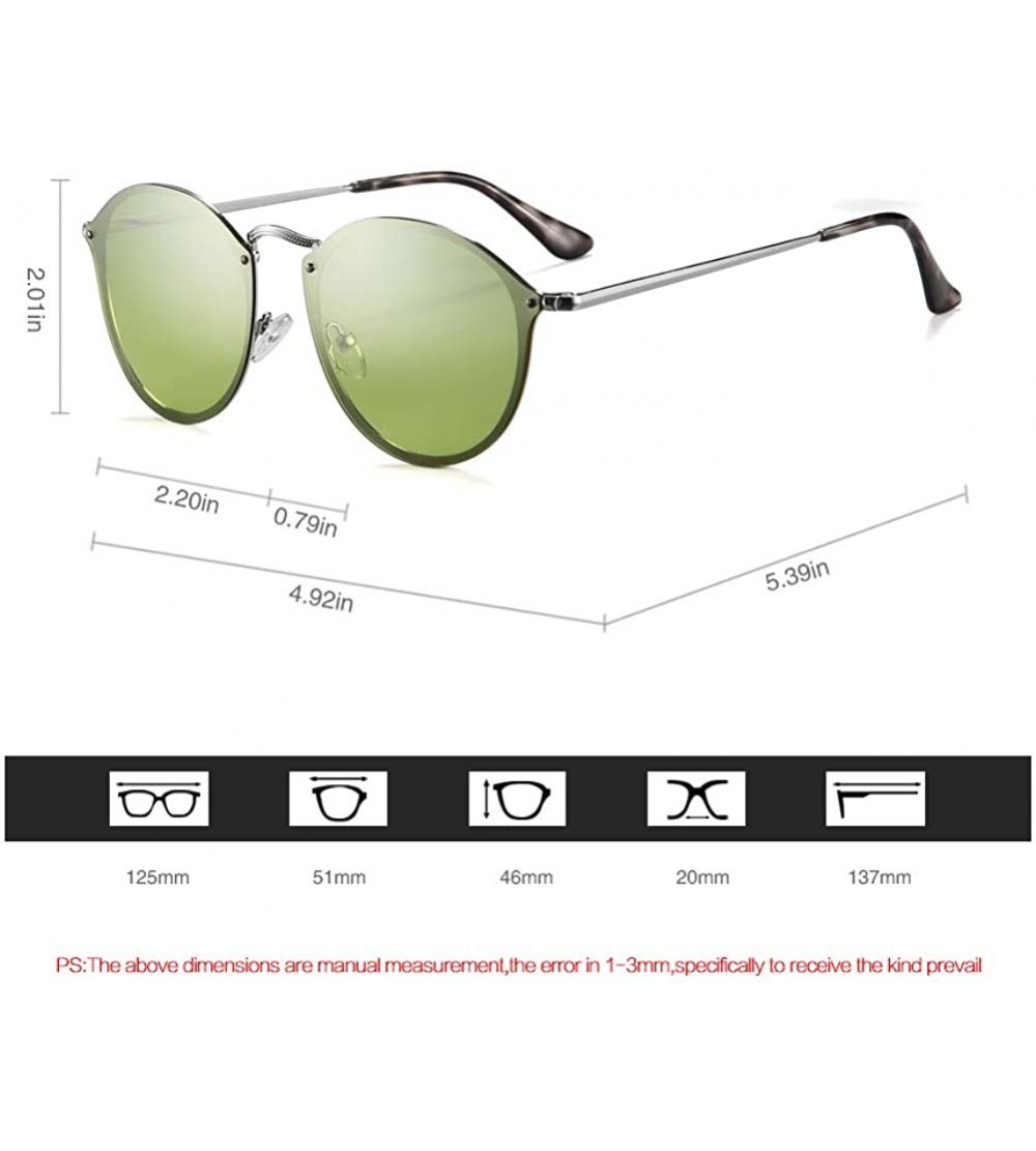 Round Rimless Round Retro Polarized Sunglasses Stainless Steel Cat Eye Fashion For Women Men - CY18LG0XQCK $25.09