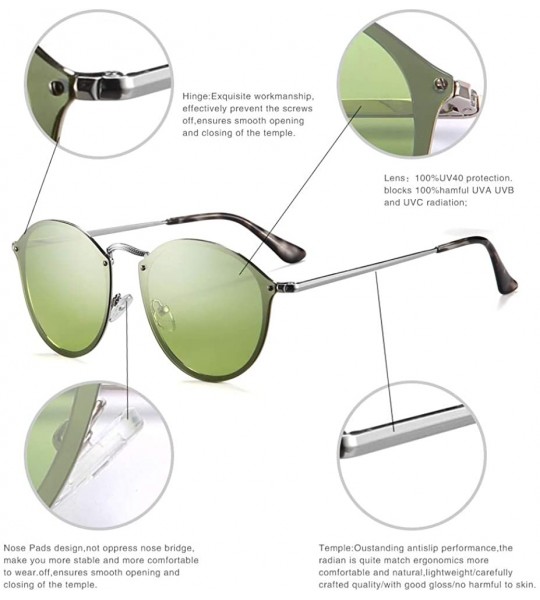 Round Rimless Round Retro Polarized Sunglasses Stainless Steel Cat Eye Fashion For Women Men - CY18LG0XQCK $25.09