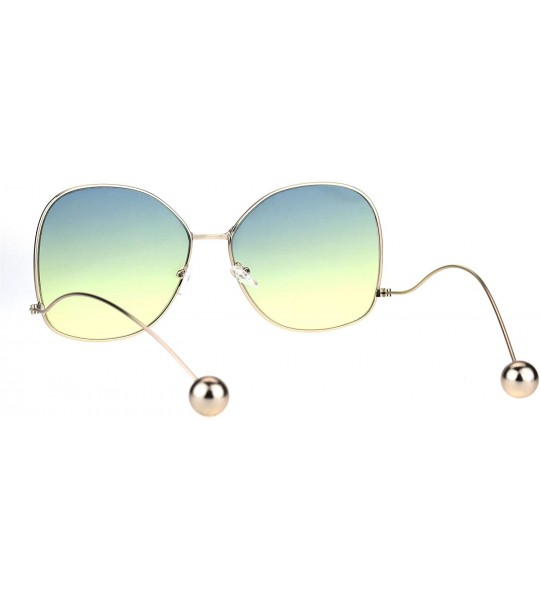 Butterfly Womens Color Gradient Drop Temple Swan Metal Rim Butterfly Sunglasses - Blue Yellow - C617YXNLAQD $23.41