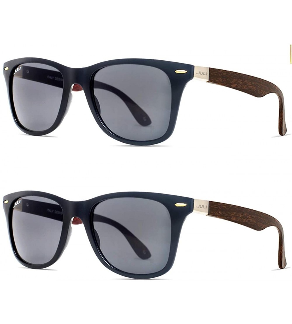 Rimless Mens Womens Fashion Wood Bamboo Printed Wrap 52MM Sunglasses 4195WN - 2 Pack (Black) - CL18A764ZN5 $28.42