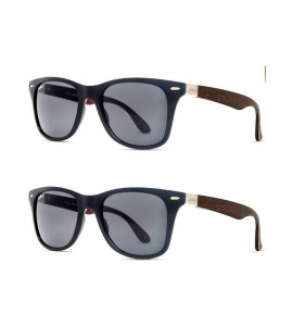 Rimless Mens Womens Fashion Wood Bamboo Printed Wrap 52MM Sunglasses 4195WN - 2 Pack (Black) - CL18A764ZN5 $28.42