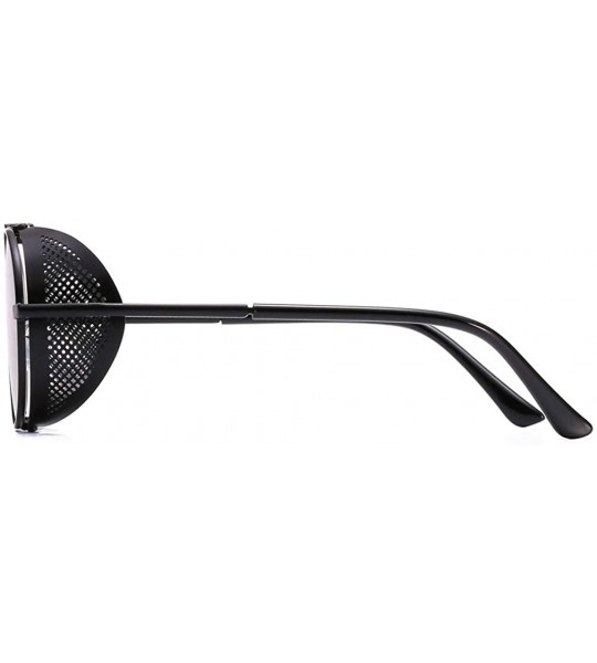 Round Steampunk Windproof Sunglasses Protection Personality - Black/Black - CW18T0RNSLN $32.99