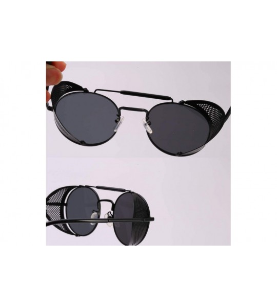 Round Steampunk Windproof Sunglasses Protection Personality - Black/Black - CW18T0RNSLN $32.99