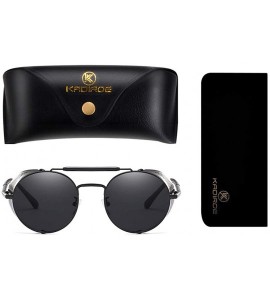 Round Steampunk Windproof Sunglasses Protection Personality - Black/Black - CW18T0RNSLN $32.99