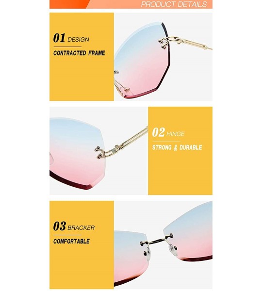 Rimless Polarized Hexagonal Sunglasses-Photochromic Rimless Shade Glasses-Mirror Lens - E - CA190ECXQAN $56.87