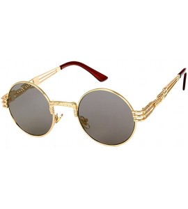 Round Small Round Vintage Sunglasses UV Protection Unisex Punk Style Sun Glasses with Case and Cloth - Gold - CK1827T47HH $48.96