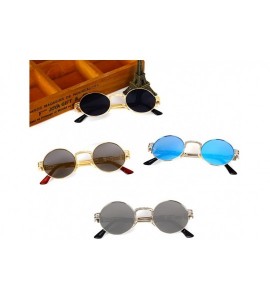 Round Small Round Vintage Sunglasses UV Protection Unisex Punk Style Sun Glasses with Case and Cloth - Gold - CK1827T47HH $48.96