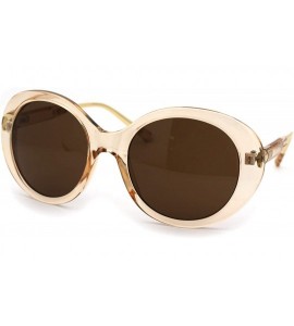 Oval Womens Thick Plastic Oval Round Mod Designer Sunglasses - Beige Brown - CR18WDI3TRD $24.62