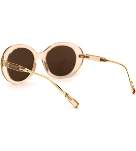 Oval Womens Thick Plastic Oval Round Mod Designer Sunglasses - Beige Brown - CR18WDI3TRD $24.62