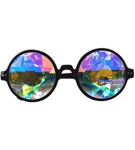 Goggle Festivals Kaleidoscope Glasses for Raves - Goggles Rainbow Prism Diffraction Crystal Lenses - Black - CY12NDABCXQ $21.33