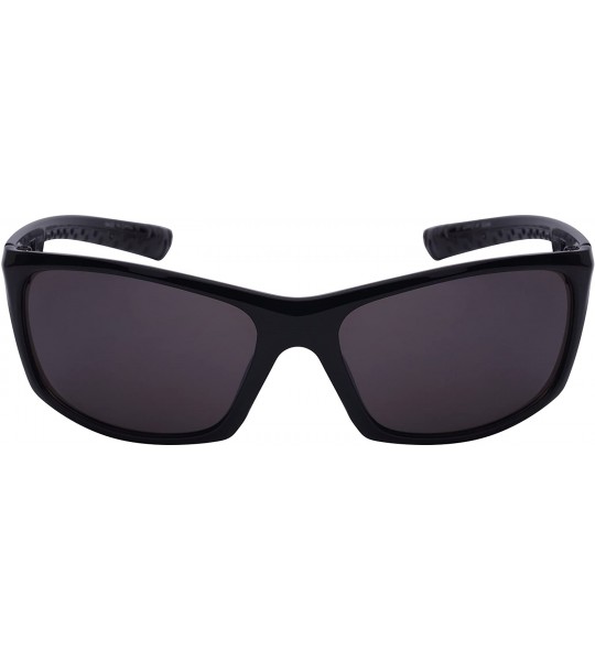 Sport Sports Sunglasses with Flash Mirror Lens 5700055-FM - Shiny Black - CL1256XHO0B $19.56