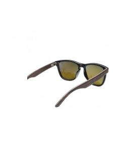 Wayfarer Ablibi Wood Sunglasses Polarized for Men Women Uv Protection Wooden Bamboo Frame Mirrored Sun Glasses - Blue - CN18G...