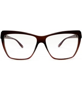 Square Large Nerd Thin Eyeglasses Vintage Fashion Inspired Geek Clear Lens Horn Rimmed - Matt Brown 3201 - CF18YE86REH $18.48