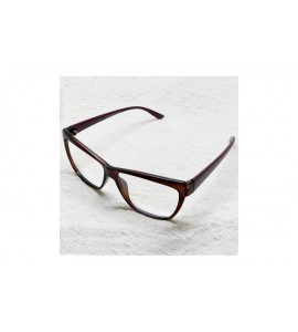 Square Large Nerd Thin Eyeglasses Vintage Fashion Inspired Geek Clear Lens Horn Rimmed - Matt Brown 3201 - CF18YE86REH $18.48