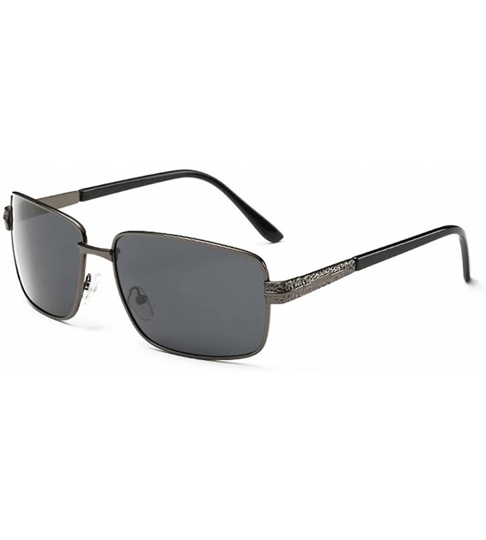 Square Men's Classic Retro Square Polarized Sunglasses for Driving Fishing Golf Uv400 - Grey/Black - CV12EEU2T9X $19.21