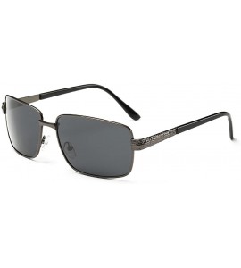 Square Men's Classic Retro Square Polarized Sunglasses for Driving Fishing Golf Uv400 - Grey/Black - CV12EEU2T9X $19.21