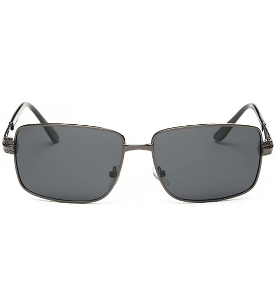 Square Men's Classic Retro Square Polarized Sunglasses for Driving Fishing Golf Uv400 - Grey/Black - CV12EEU2T9X $19.21