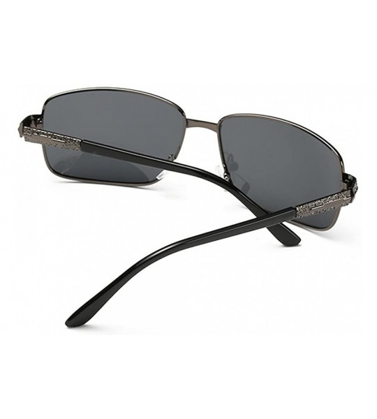 Square Men's Classic Retro Square Polarized Sunglasses for Driving Fishing Golf Uv400 - Grey/Black - CV12EEU2T9X $19.21