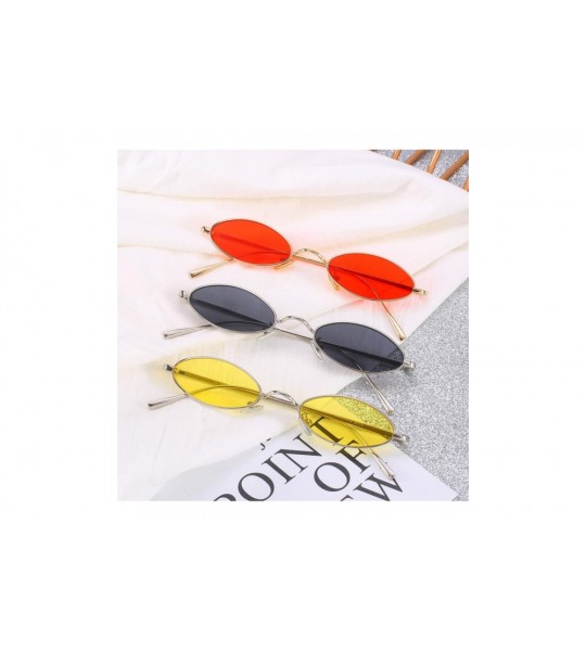 Oval Vintage Slender Oval Sunglasses Small Metal Frame Candy Colors - CR18CSYSWGH $31.15