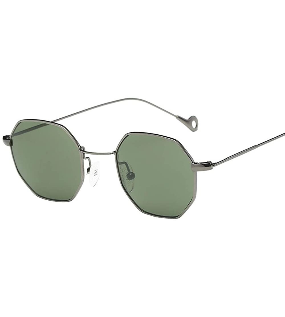 Wrap Womens New Fashion Metal Irregularity Frame Sunglasses Trend Brand Classic Sunglasses - Green - CK18SX6RTEC $18.50