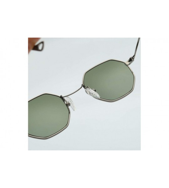 Wrap Womens New Fashion Metal Irregularity Frame Sunglasses Trend Brand Classic Sunglasses - Green - CK18SX6RTEC $18.50