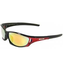 Sport Mirror Lens Sports Sunglasses for Golf Fishing Cycling 5242 - Red - CK11LERET1B $18.02