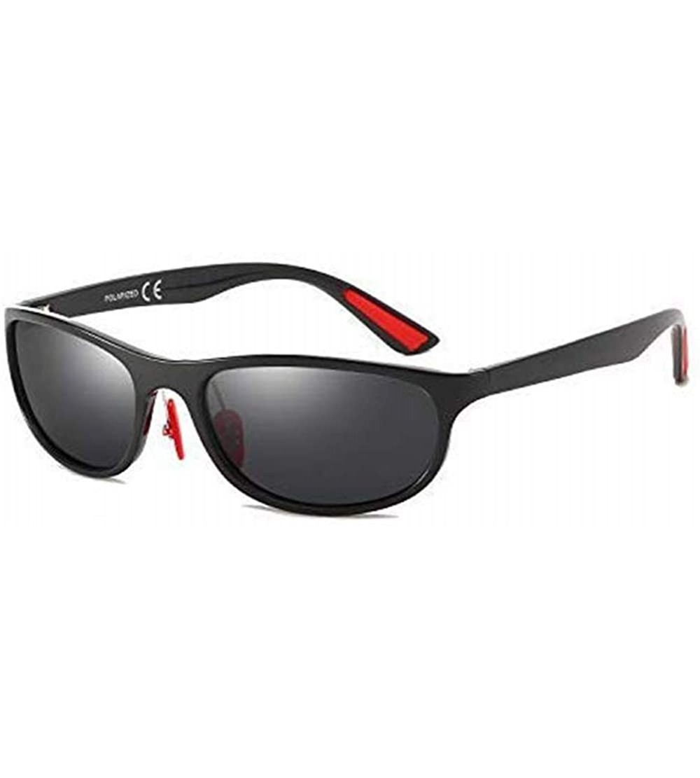 Oval Polarized Sport Sunglasses for Men Wrap Around Ultra-light Unbreakable TR Frame UV400 for Driving Golf - CN18KAAHTGG $35.29