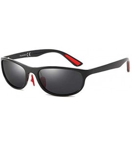 Oval Polarized Sport Sunglasses for Men Wrap Around Ultra-light Unbreakable TR Frame UV400 for Driving Golf - CN18KAAHTGG $35.29