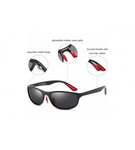 Oval Polarized Sport Sunglasses for Men Wrap Around Ultra-light Unbreakable TR Frame UV400 for Driving Golf - CN18KAAHTGG $35.29