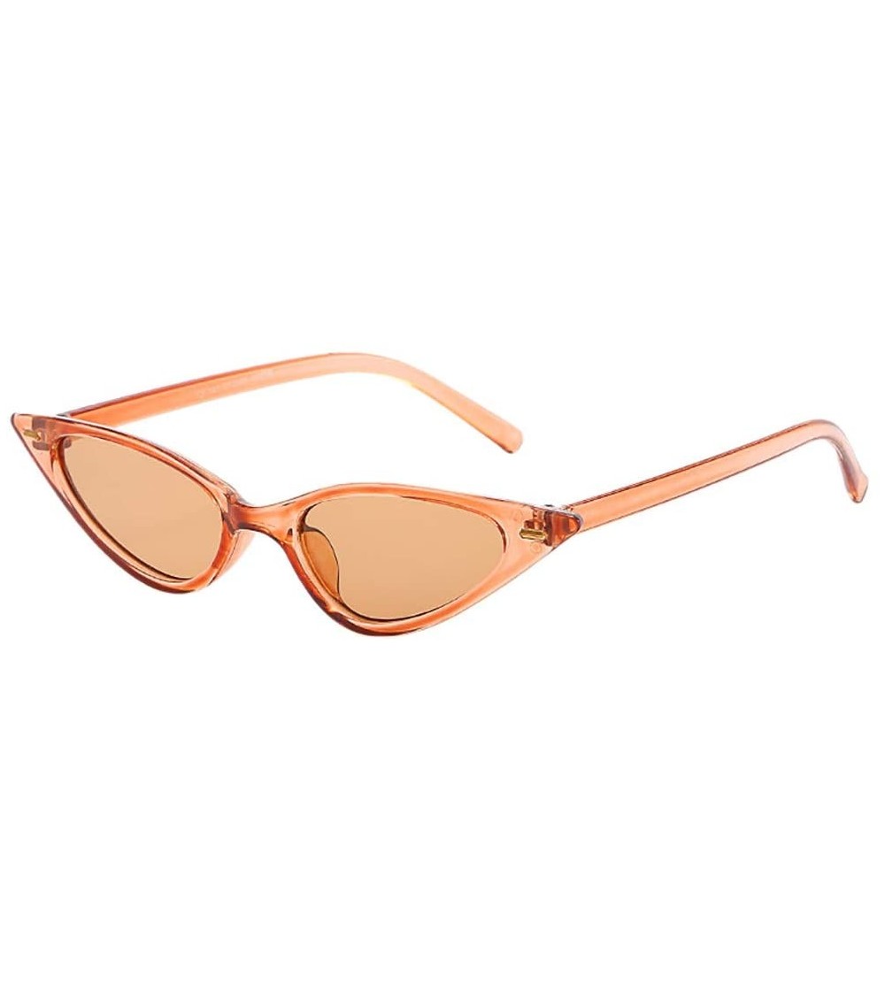 Sport Unisex Fashion Small Frame Sunglasses Vintage Retro Cat Eye Sun Glasses (Color-D) - Color-d - C318NAQZGAM $15.26