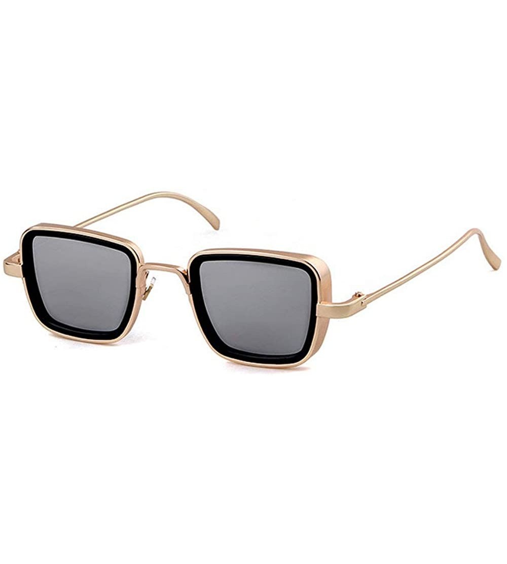 Goggle Small Square Punk Style Sunglasses Metal Frame glasses male Fashion Mens Goggle - Silver - CI18XKL32UO $24.37