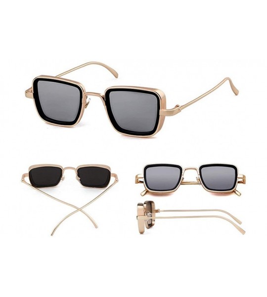 Goggle Small Square Punk Style Sunglasses Metal Frame glasses male Fashion Mens Goggle - Silver - CI18XKL32UO $24.37