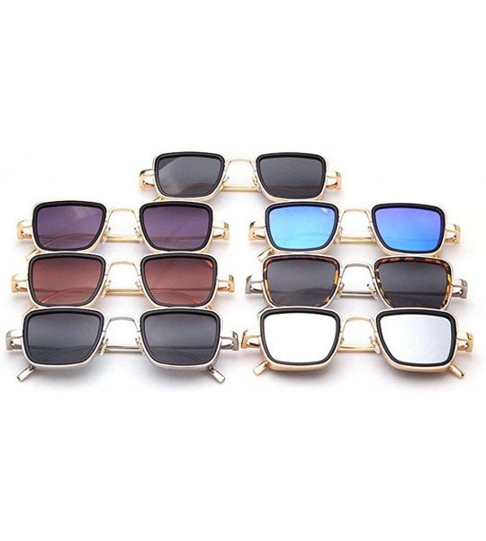 Goggle Small Square Punk Style Sunglasses Metal Frame glasses male Fashion Mens Goggle - Silver - CI18XKL32UO $24.37