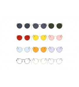 Round Classic Vintage Metal Round Frame Colorful UV400 Sun Glasses Clear Lens Plain Glasses - 4 - C418W5ENOWI $43.02