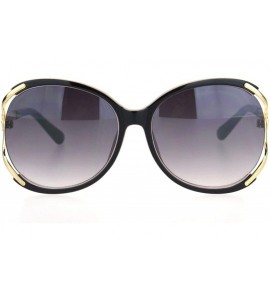 Butterfly Womens Luxury Exposed Side Lens Round Butterfly Sunglasses - Black Beige Gradient Black - C918NUU5NSR $22.97