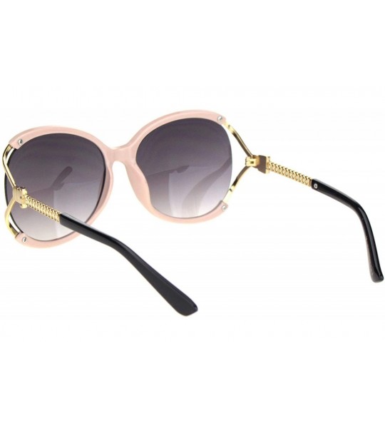 Butterfly Womens Luxury Exposed Side Lens Round Butterfly Sunglasses - Black Beige Gradient Black - C918NUU5NSR $22.97