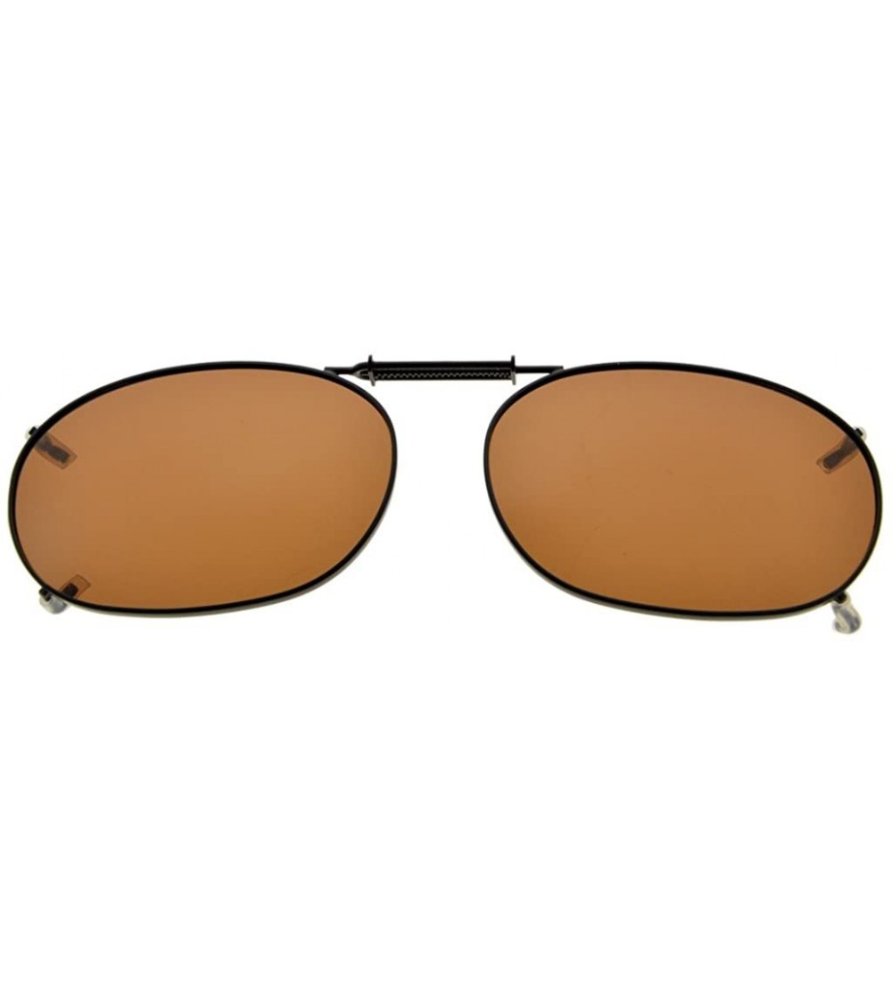 Rectangular Metal Frame Rim Polarized Lens Clip On Sunglasses 2 1/16"x1 3/8" - Brown - CT18I8C6H06 $17.88