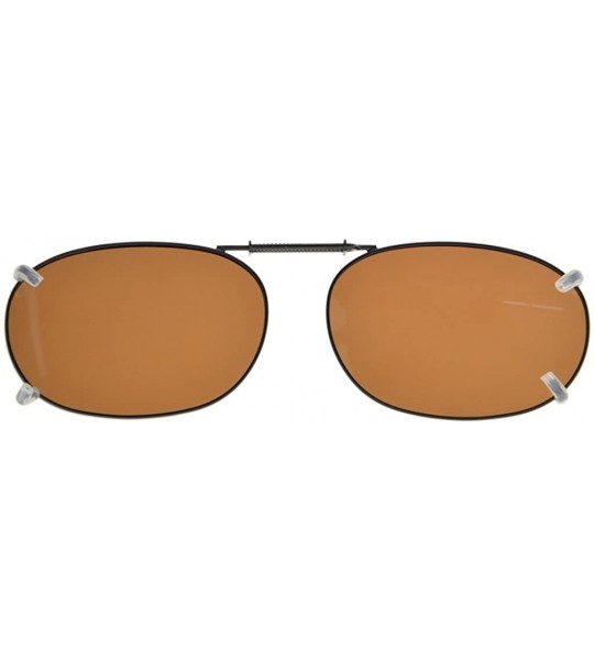 Rectangular Metal Frame Rim Polarized Lens Clip On Sunglasses 2 1/16"x1 3/8" - Brown - CT18I8C6H06 $17.88