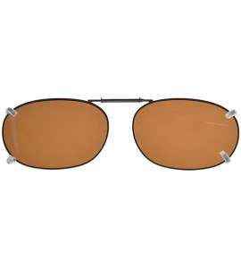 Rectangular Metal Frame Rim Polarized Lens Clip On Sunglasses 2 1/16"x1 3/8" - Brown - CT18I8C6H06 $17.88