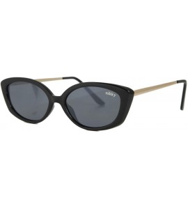 Oval Solid Fashion Goggle Cat Eye Tinted Lens UV Protection Metal Arms Lightweight Sunglasses - Black - C718ILU7IGA $24.53