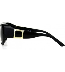 Oval Polarized Womens 61mm Luxury Fashion Fit Over Ornate Plastic Sunglasses - All Black - CF18H9U402C $26.23